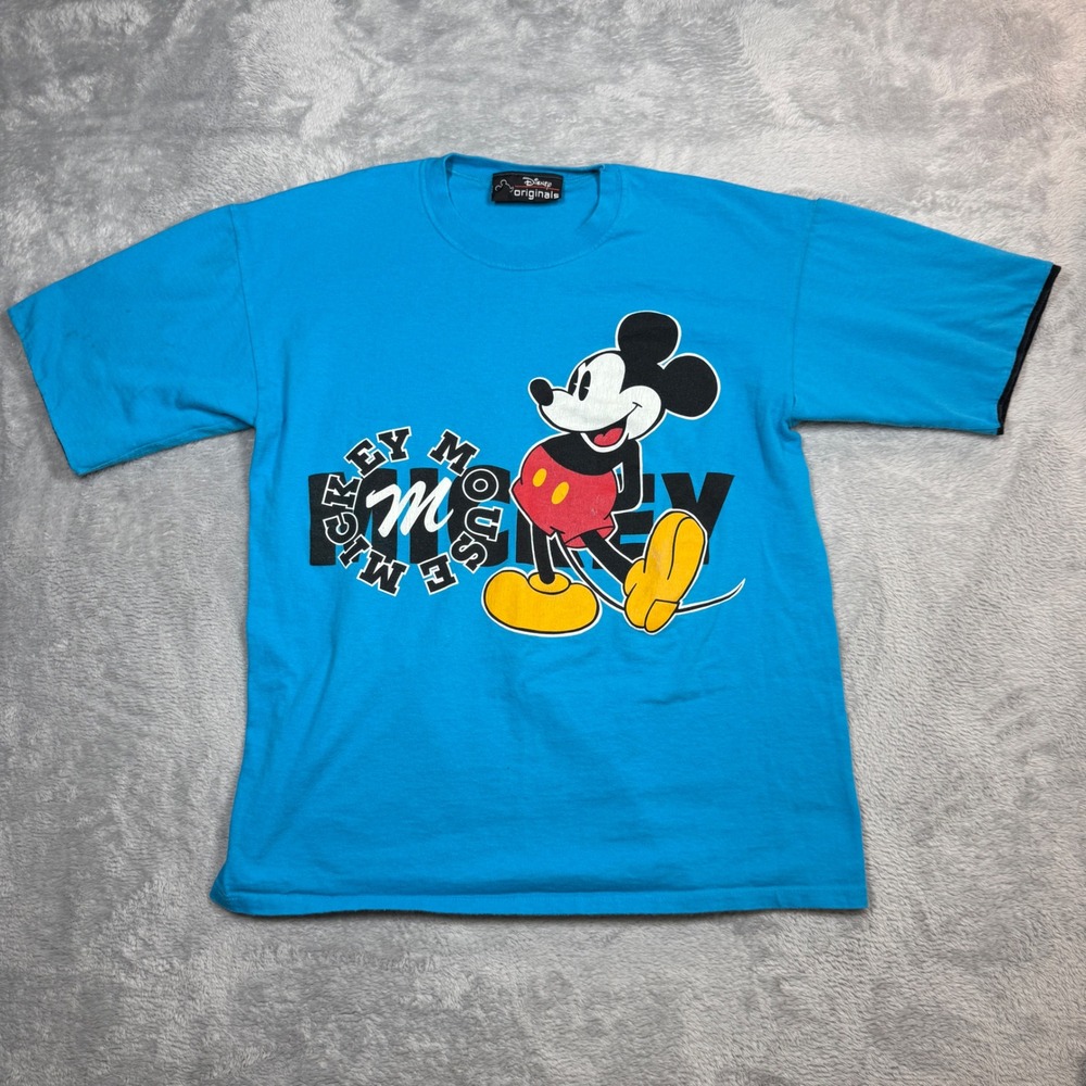 Vintage Disney Originals Mickey Mouse T-Shirt L/XL Blue Graphic Tee 90s